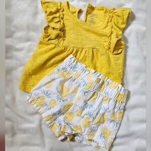‼️BUNDLE ONLY‼️ CARTER'S | Yellow Ruffle Top and Pineapple Shorts Set | 9m